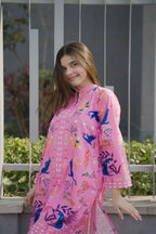 Whimsical Rose Digital Printed Lawn 2-Piece Kurti Set | Women's Summer Outfit