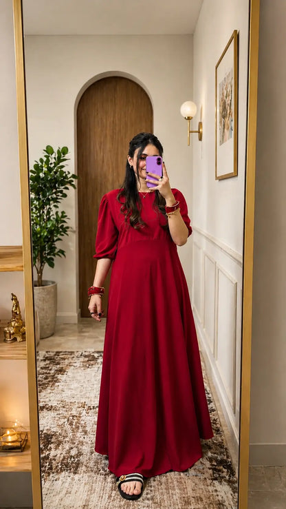 Luna Ruby Aura Maxi Dress Flowy Festive Elegance for Women
