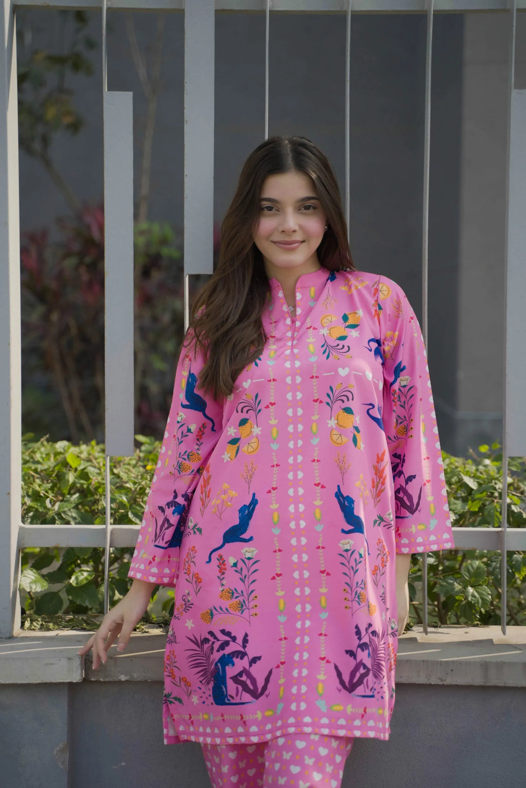 Whimsical Rose Digital Printed Lawn 2-Piece Kurti Set | Women's Summer Outfit
