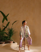 Cross Slub Printed Cord 2-Piece Set