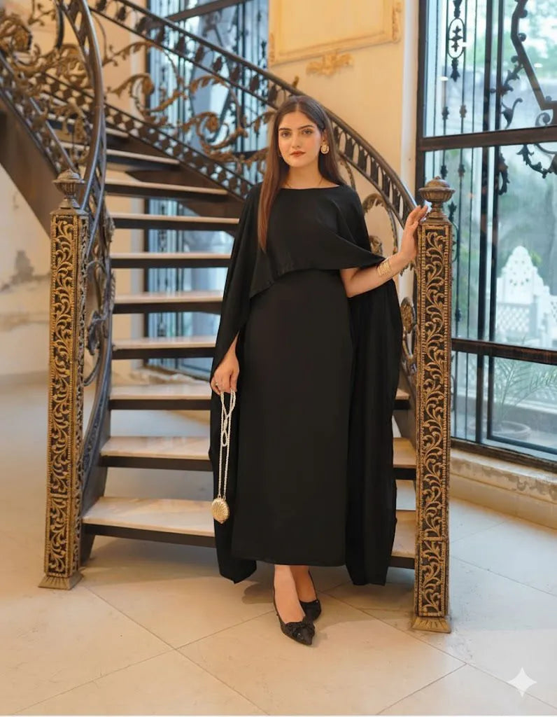 Elegant Party Wear Cape Maxi 2-Piece