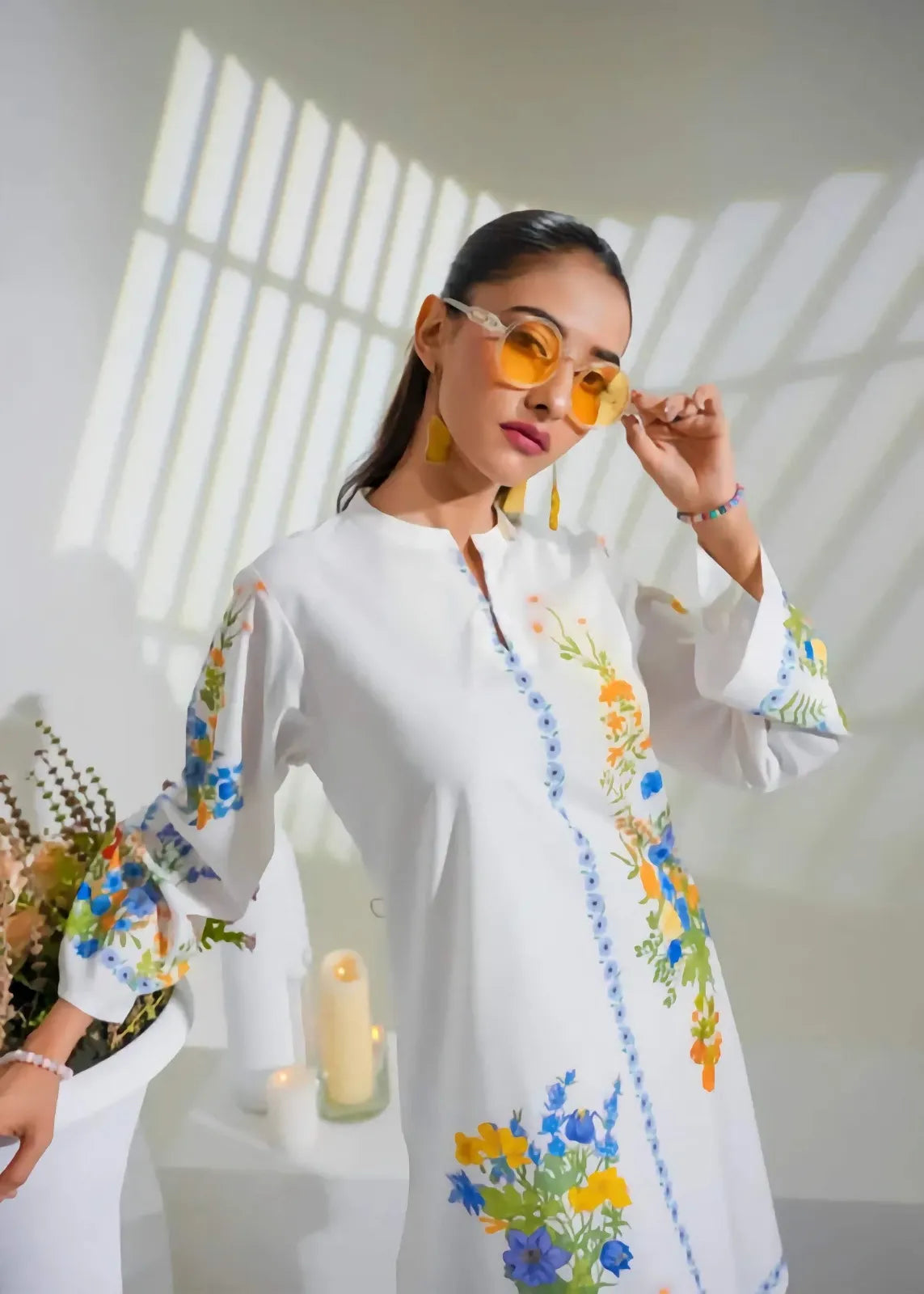 Elegant White Indo Western Kurta Pajama Set  Women’s Formal Wear