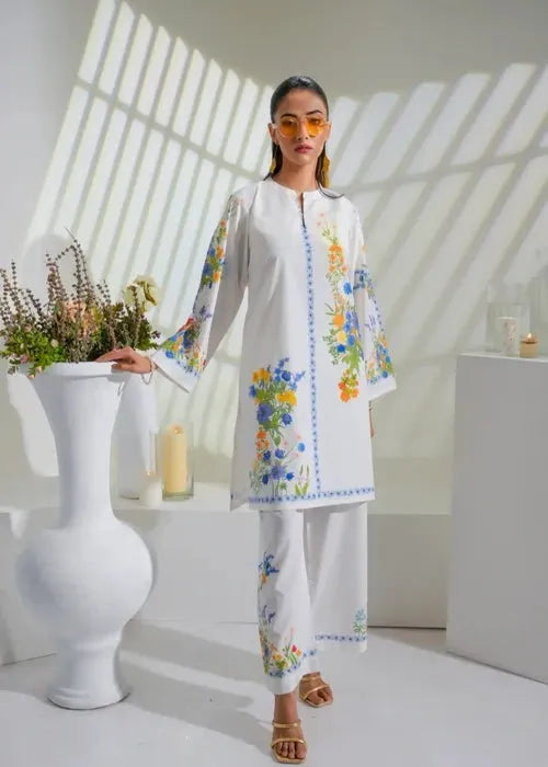 Elegant White Indo Western Kurta Pajama Set  Women’s Formal Wear