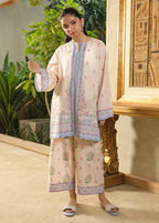 Elegant Beige Floral 2 Piece Georgette Set Timeless Grace amp Comfort