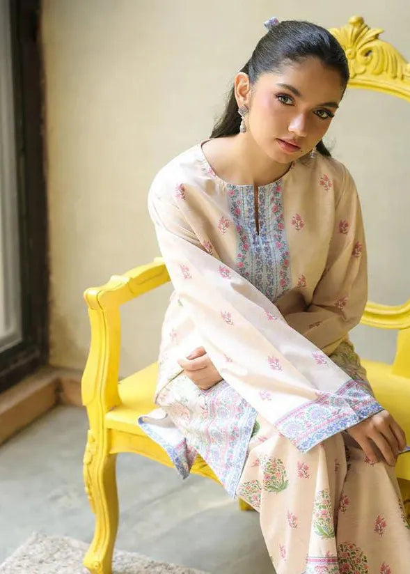 Elegant Beige Floral 2 Piece Georgette Set Timeless Grace amp Comfort